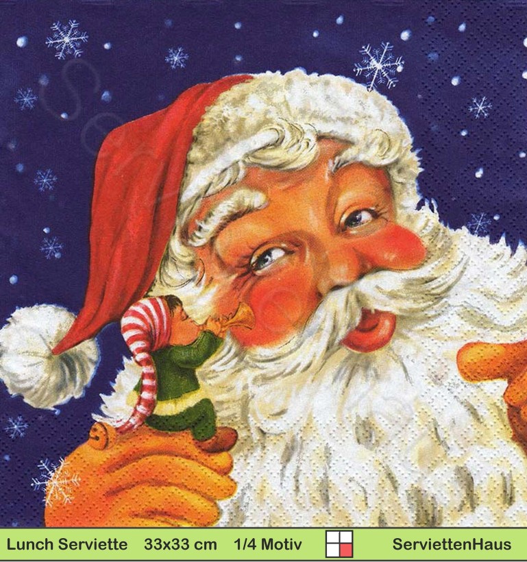 Nikolaus mit kleinem Elf - 1 Lunch Serviette